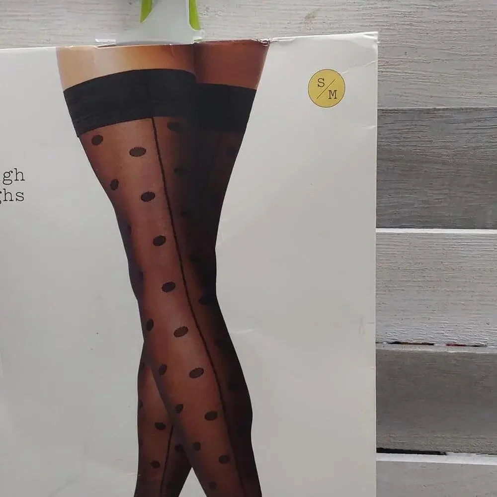 a new day | Women’s Polka Dot Back Seam Thigh Highs | Small / Medium